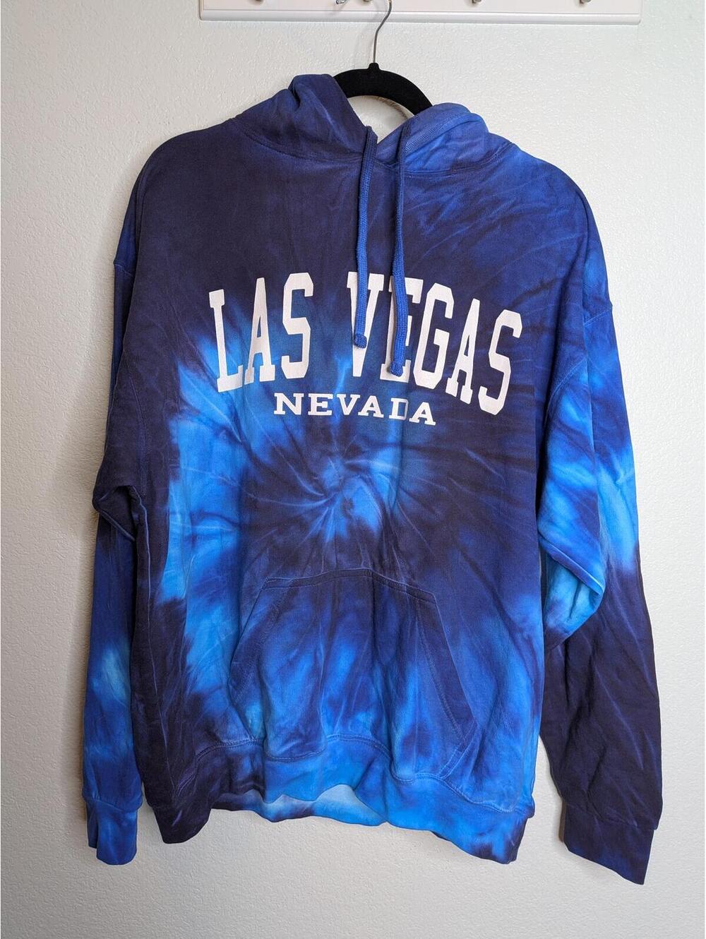 Las Vegas Nevada Tie Dye Hoodie Blue Pullover Sweatshirt Adult XL